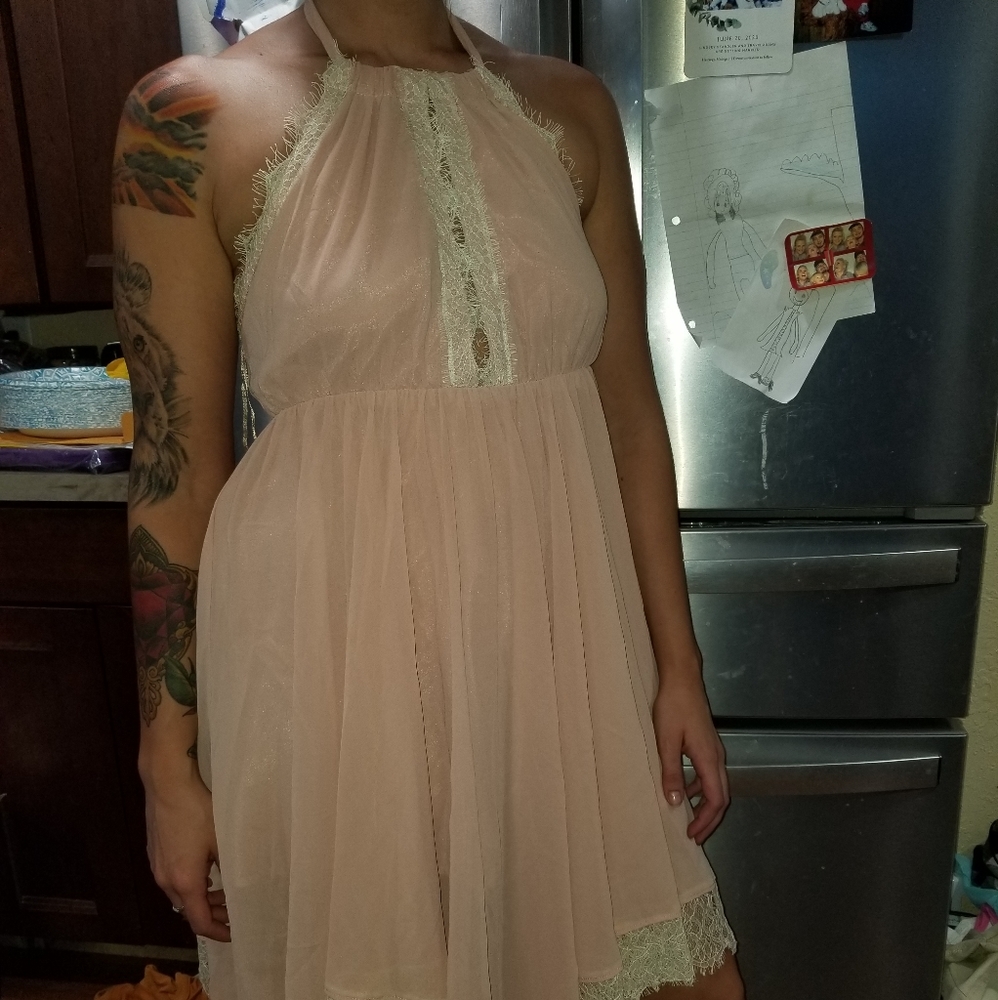 Flowy lace halter dress
